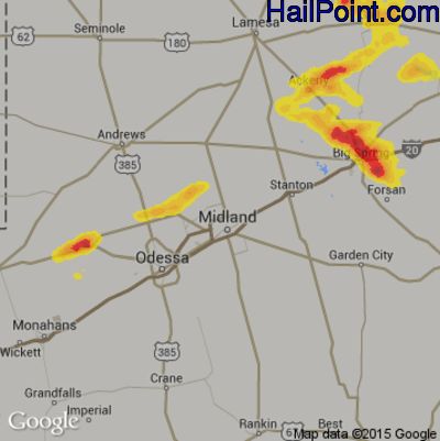 Hail Map for Midland, TX Region on September 19, 2017