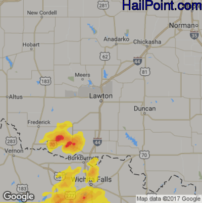 Hail Map for Lawton, OK Region on September 19, 2017