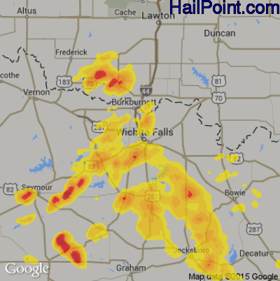 Hail Map for Wichita Falls, TX Region on September 19, 2017