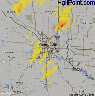 Hail Map for Minneapolis, MN Region on September 20, 2017