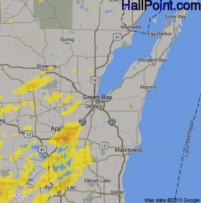 Hail Map for Green Bay, WI Region on September 20, 2017