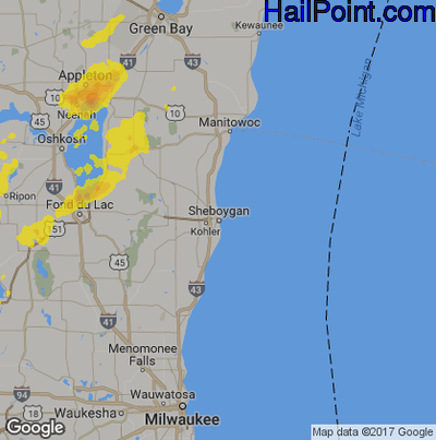 Hail Map for Sheboygan, WI Region on September 21, 2017 