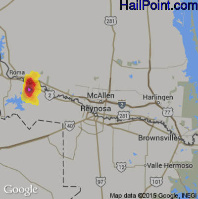 Hail Map for McAllen, TX Region on September 21, 2017 