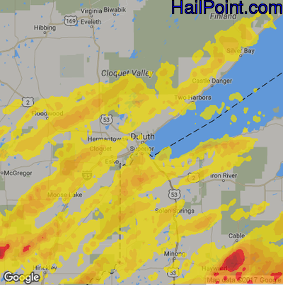 Hail Map for Duluth, MN Region on September 22, 2017 