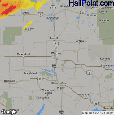 Hail Map for Wausau, WI Region on September 22, 2017