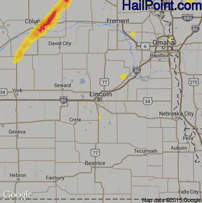 Hail Map for Lincoln, NE Region on September 24, 2017