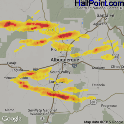 Hail Map for Albuquerque, NM Region on September 30, 2017 