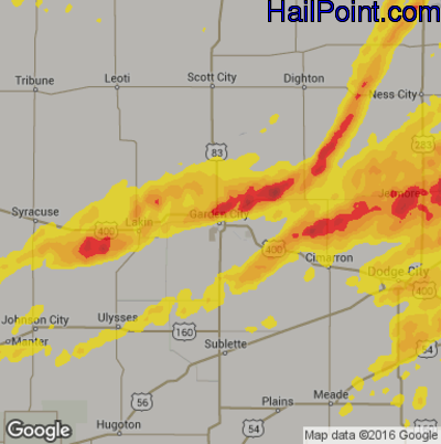 Hail Map for Garden City, KS Region on October 6, 2017
