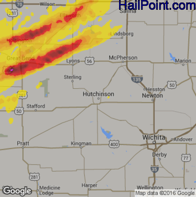 Hail Map for Hutchinson, KS Region on October 6, 2017 