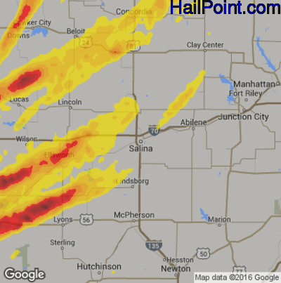 Hail Map for Salina, KS Region on October 6, 2017