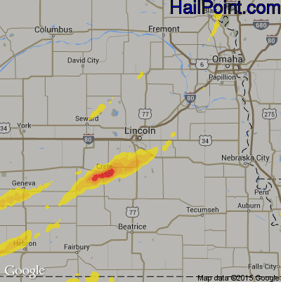 Hail Map for Lincoln, NE Region on October 7, 2017