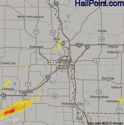 Hail Map for Omaha, NE Region on October 7, 2017 