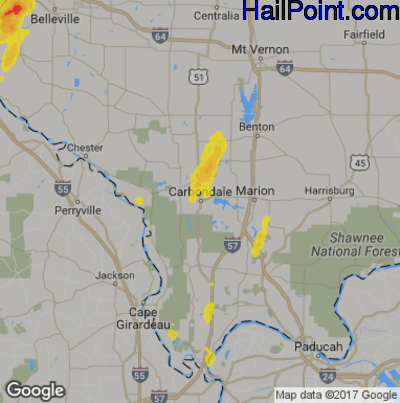 Hail Map for Carbondale, IL Region on October 10, 2017 