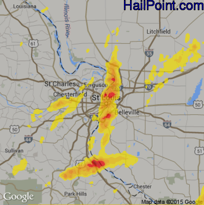 Hail Map for St. Louis, MO Region on October 10, 2017