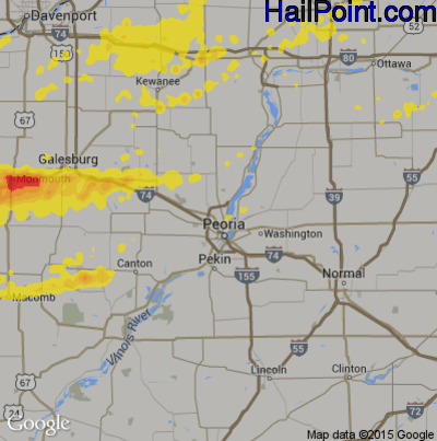 Hail Map for Peoria, IL Region on October 14, 2017