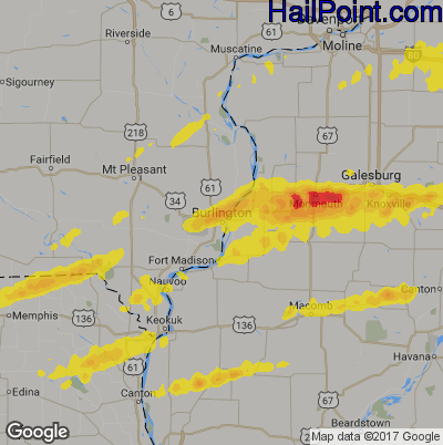 Hail Map for Burlington, IA Region on October 14, 2017 