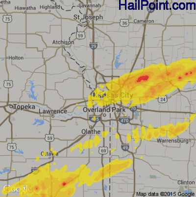 Hail Map for Kansas City, KS Region on October 14, 2017