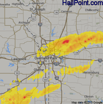 Hail Map for Kansas City, MO Region on October 14, 2017 