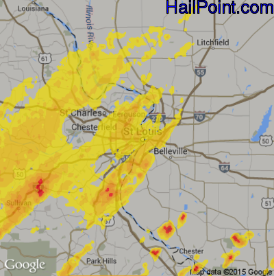 Hail Map for St. Louis, MO Region on October 27, 2017