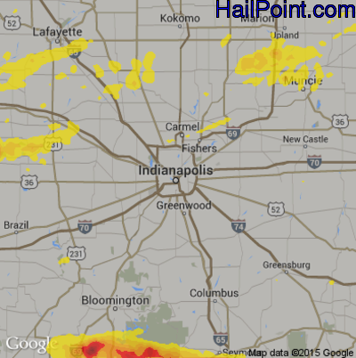 Hail Map for Indianapolis, IN Region on November 5, 2017