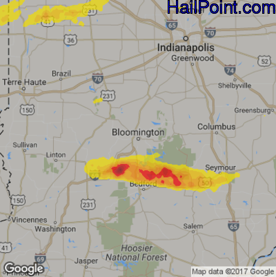 Hail Map for Bloomington, IN Region on November 5, 2017