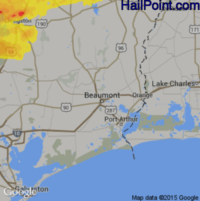 Hail Map for Beaumont, TX Region on March 19, 2018 