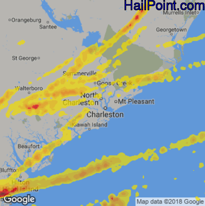 Hail Map for Charleston, SC Region on March 20, 2018