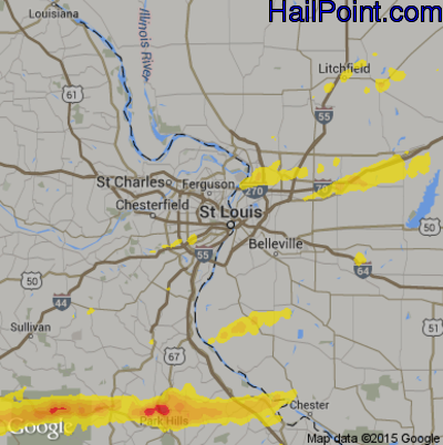Hail Map for St. Louis, MO Region on April 3, 2018 