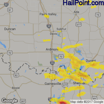 Hail Map for Ardmore, OK Region on April 6, 2018