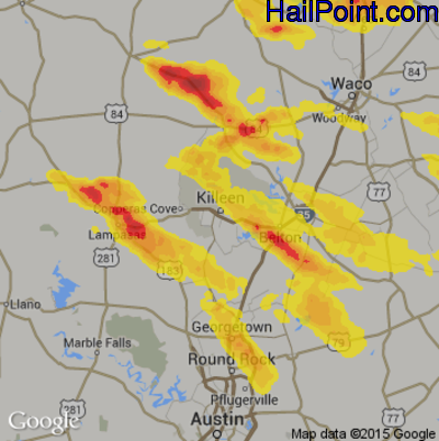 Hail Map for Killeen, TX Region on April 6, 2018