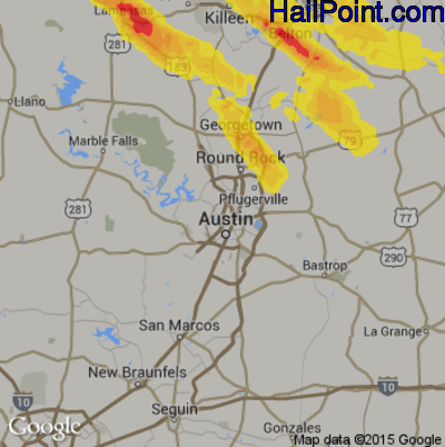 Hail Map for Austin, TX Region on April 7, 2018 