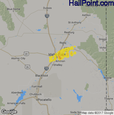 Hail Map for Idaho Falls, ID Region on April 8, 2018