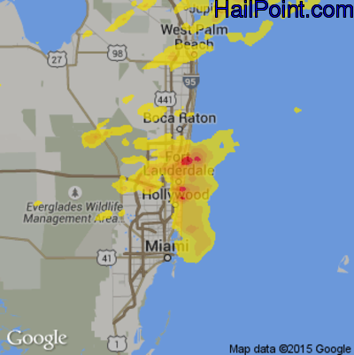 Hail Map for Fort Lauderdale, FL Region on April 10, 2018