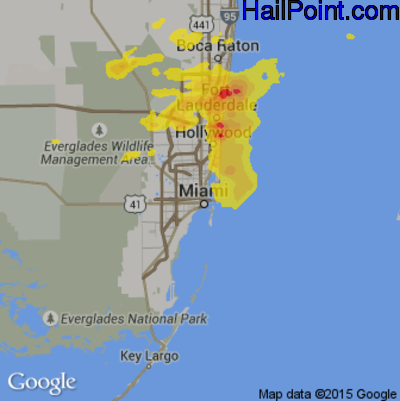 Hail Map for Miami, FL Region on April 10, 2018