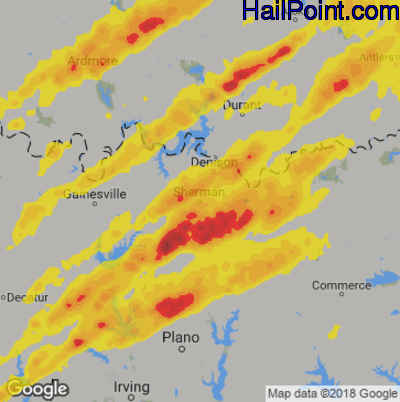 Hail Map for Sherman, TX Region on April 13, 2018