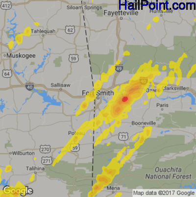 Hail Map for Forth Smith, AR Region on April 13, 2018