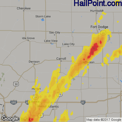 Hail Map for Carroll, IA Region on April 13, 2018