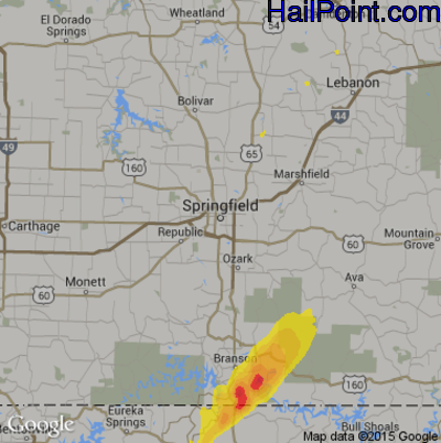 Hail Map for Springfield, MO Region on April 13, 2018