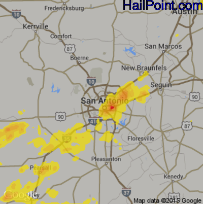 Hail Map for San Antonio, TX Region on April 14, 2018