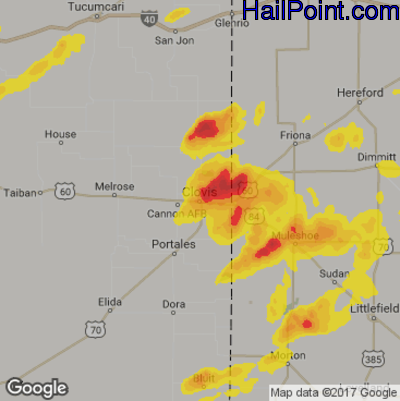 Hail Map for Clovis, NM Region on April 29, 2018