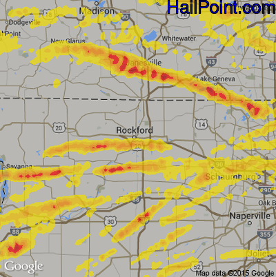 Hail Map for Rockford, IL Region on May 2, 2018