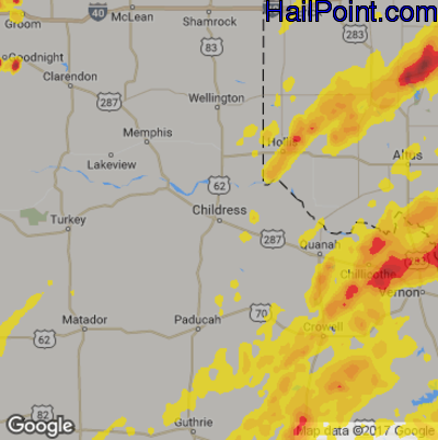 Hail Map for Childress, TX Region on May 2, 2018