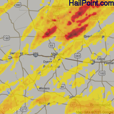 Hail Map for Abilene, TX Region on May 2, 2018