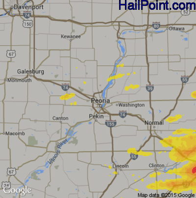 Hail Map for Peoria, IL Region on May 9, 2018