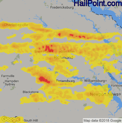 Hail Map for Richmond, VA Region on May 10, 2018