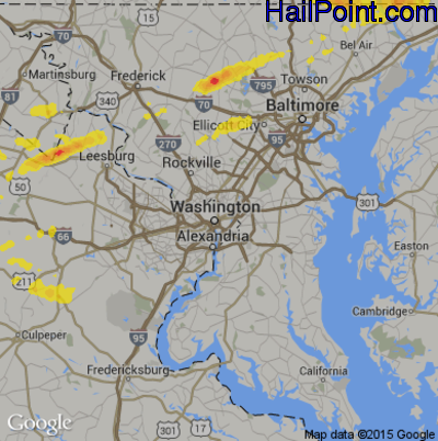 Hail Map for Washington, DC Region on May 10, 2018
