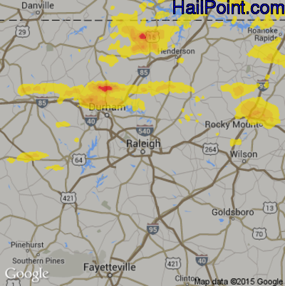 Hail Map for Raleigh, NC Region on May 10, 2018 