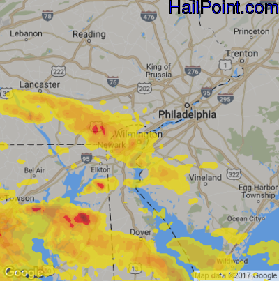 Hail Map for Wilmington, DE Region on May 12, 2018 