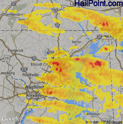 Hail Map for Baltimore, MD Region on May 12, 2018
