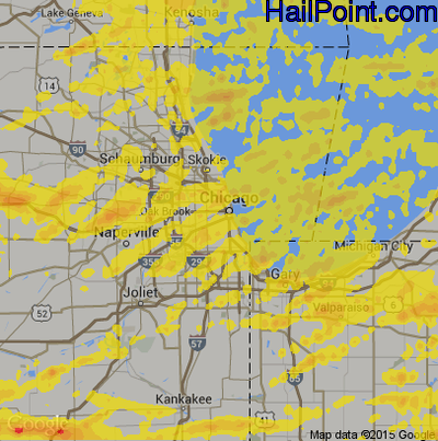 Hail Map for Chicago, IL Region on May 13, 2018
